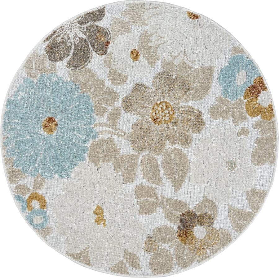 The carpet Porto Buitentapijt Vloerkleed Robuust Modern design Weerbestendig & UV-bestendig Ideaal voor balkon terras serre keuken en eetkamer woonkamer Multi 120 cm rond