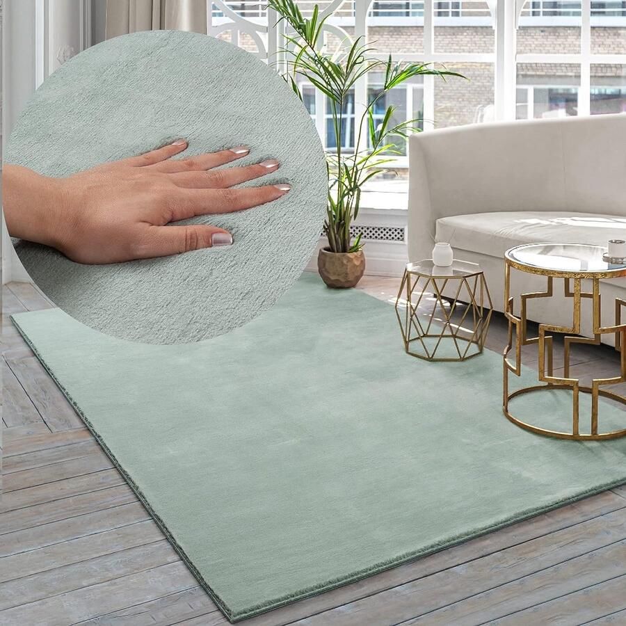 The carpet Premium Modern Langpolig Woonkamerkleed Superzacht Kunstbont Pluizig Bontlook 080x150cm