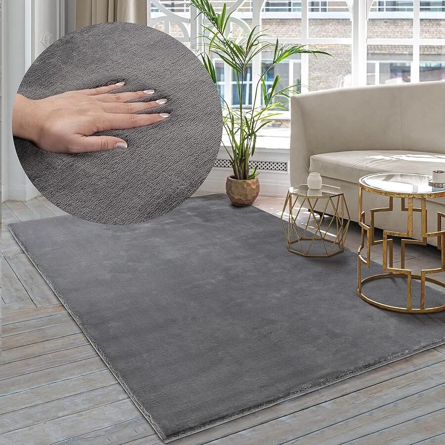 The carpet Premium Modern Langpolig Woonkamerkleed Superzacht Kunstbont Pluizig Bontlook 080x150cm