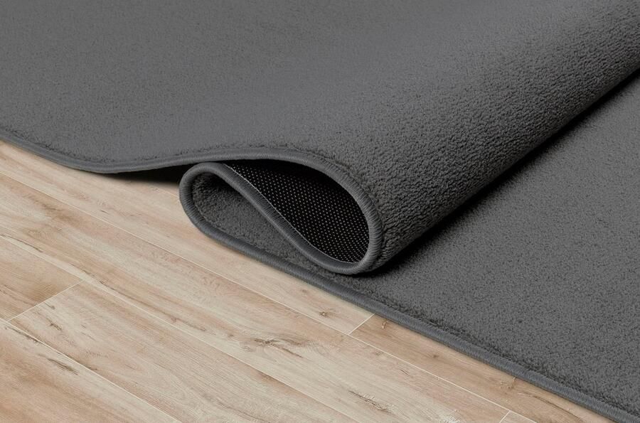 The carpet Suez Luxueus zacht woonkamer tapijt onderhoudsvriendelijk en antislip achterkant Antraciet 120 cm rond