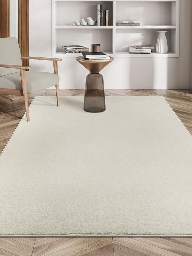 The carpet Suez Luxueus zacht woonkamer tapijt onderhoudsvriendelijk en antislip achterkant Crème 080 x 150 cm