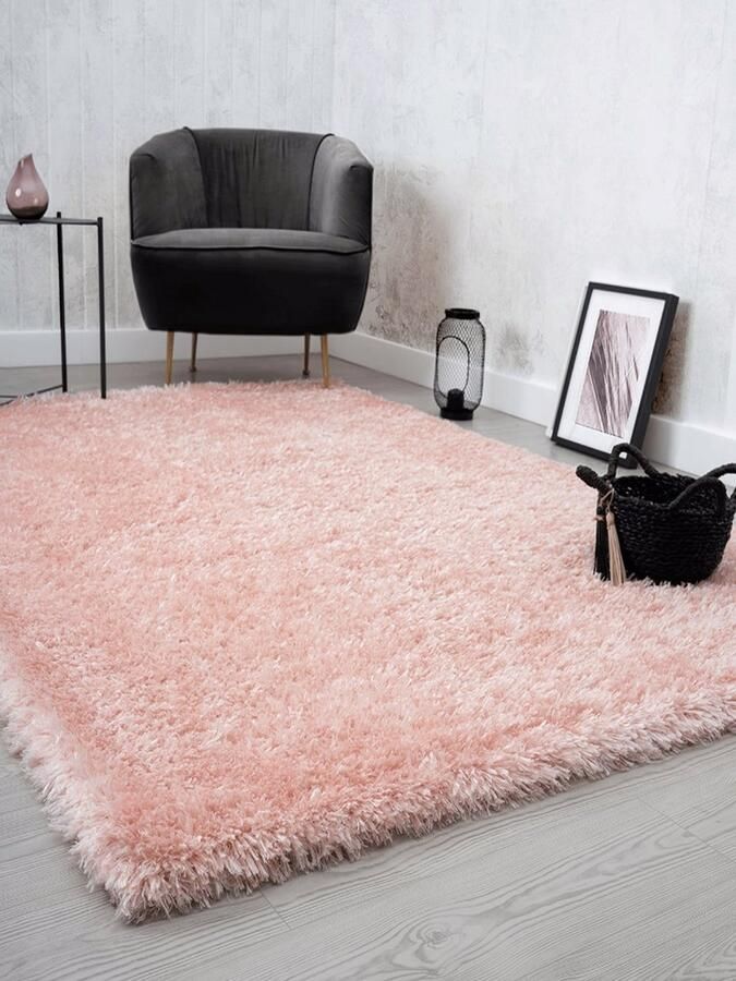 The carpet Willow – Langflor hoogpolig vloerkleed voor woonkamer en slaapkamer modern zacht Rose 80 x 150 cm