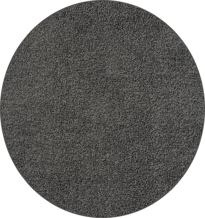 The carpet Foxy Shaggy – Hoogpolig wasbaar vloerkleed met antislip geschikt voor woonkamer en slaapkamer antraciet 120 cm rond
