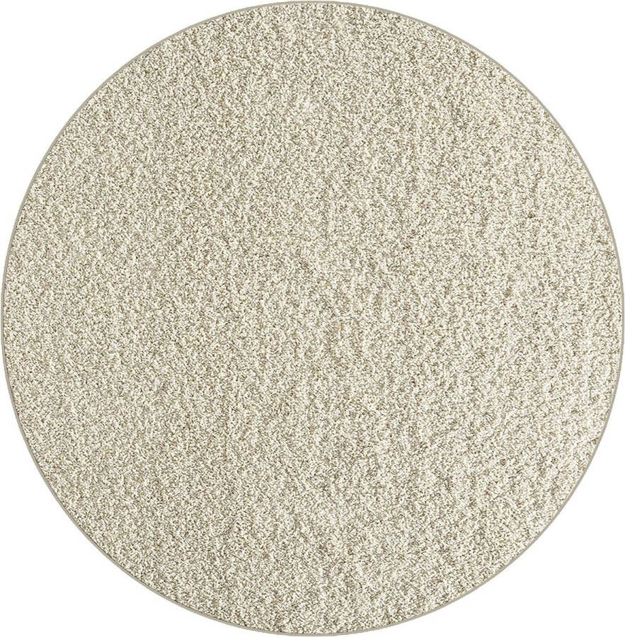 The carpet Foxy Shaggy – Hoogpolig wasbaar vloerkleed met antislip geschikt voor woonkamer en slaapkamer crème 120 cm rond