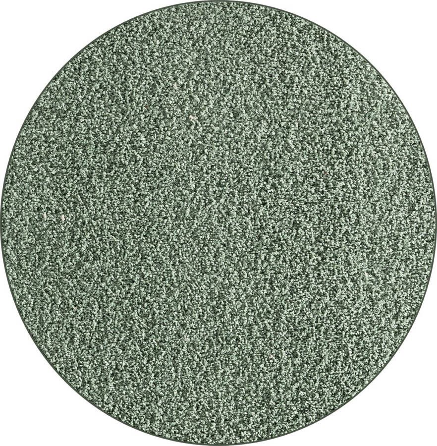 The carpet Vloerkleed 120x120 hoogpolig Groen Wasbaar met Antislip onderkant FOXY Shaggy by