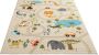 The carpet Vloerkleed Kinderkamer Beige 80x150 cm Afwasbaar Kindertapijt voor jongen en meisje Speeltapijt mit Stad und Jungle Dieren Straattapijt mit Straat für Auto Kindervloerkleed Happy Life - Thumbnail 3