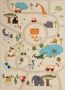 The carpet Vloerkleed kinderkamer Beige 160x220 cm Afwasbaar Antislip Tapijt voor jongens en meisjes met een straat en jungledieren Happy Life by - Thumbnail 1