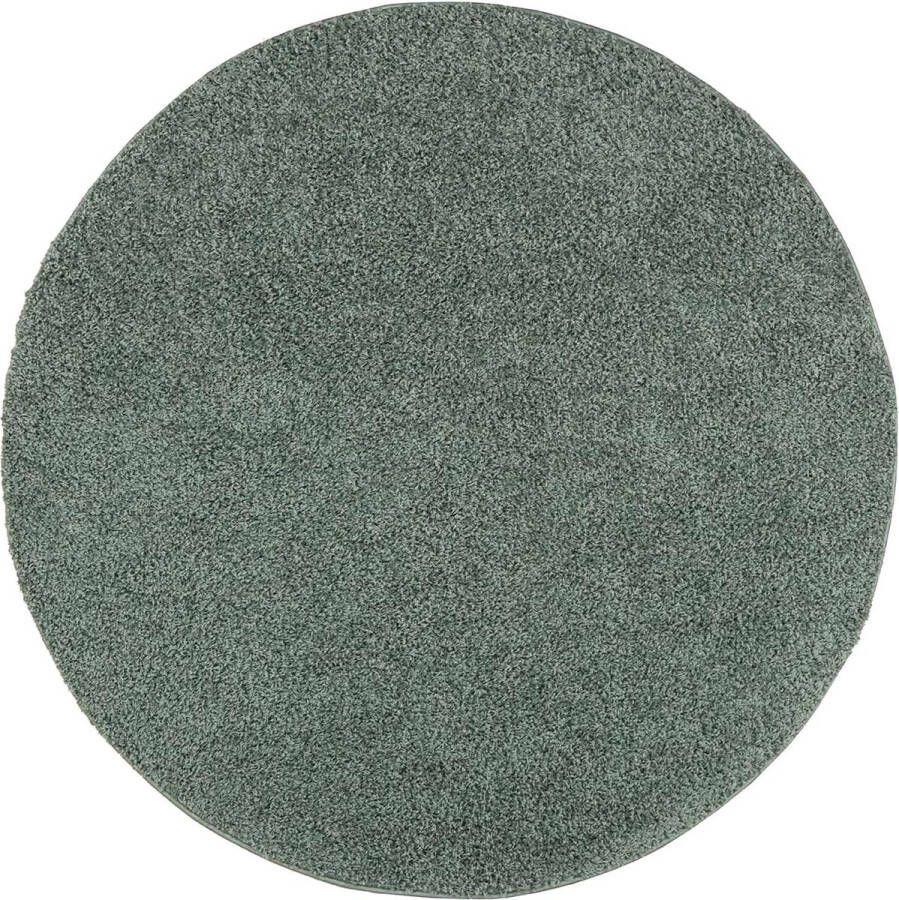 The carpet Vloerkleed hoogpolig 120x120 rond cm Zacht Modern Effen PORT SHAGGY by