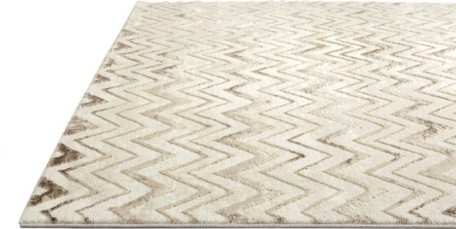 The carpet Vloerkleed Knight Elegant Hoge kwaliteit Woonkamerkleed Zachte korte pool 3-D effect Glanzende design elementen Hoog-Laag structuur Beige 120 x 170 cm - Foto 2