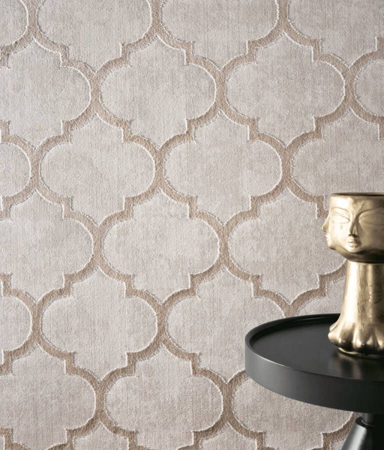 The carpet Vloerkleed Knight Elegant Hoge kwaliteit Woonkamerkleed Zachte korte pool 3-D effect Glanzende design elementen Hoog-Laag structuur Beige 120 x 170 cm