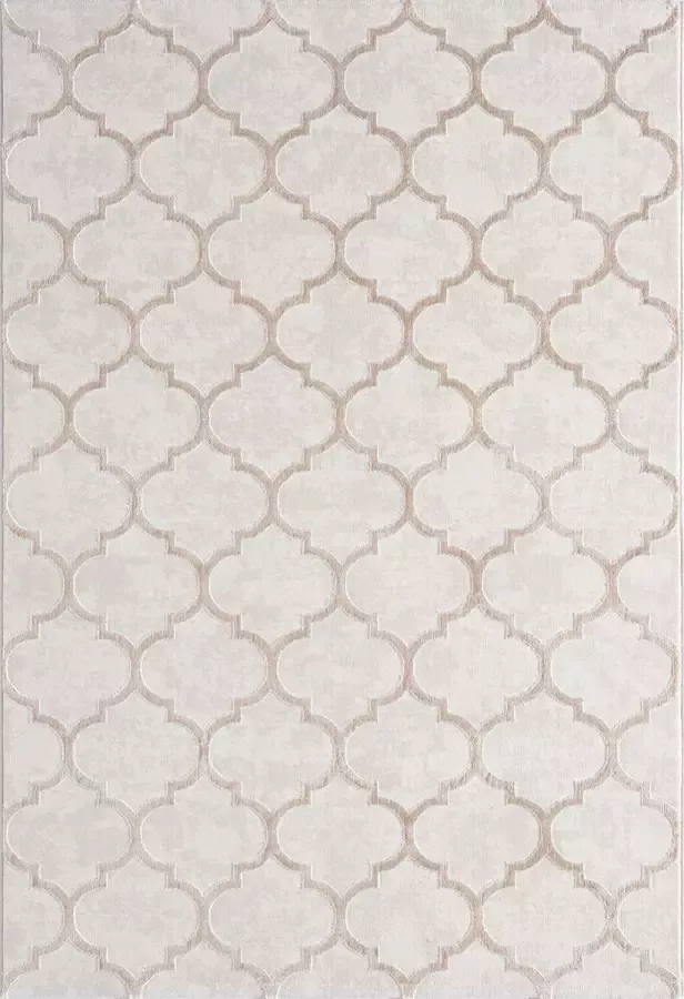 The carpet Vloerkleed Knight Elegant Hoge kwaliteit Woonkamerkleed Zachte korte pool 3-D effect Glanzende design elementen Hoog-Laag structuur Grijs 160 cm Rond