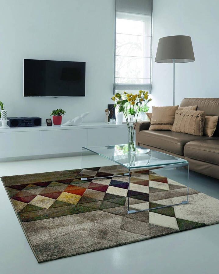 The carpet Vloerkleed laagpolig 120x170 cm Zacht Modern Kleurrijk Monde Deluxe