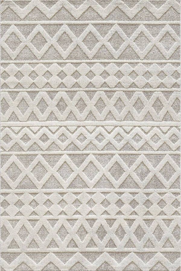 The carpet Everest – vloerkleed met moderne korte pool hoog-laag effect 3D-effect hoge pooldichtheid en aangenaam zacht etnisch geïnspireerd patroon crème 160 x 230 cm - Foto 7