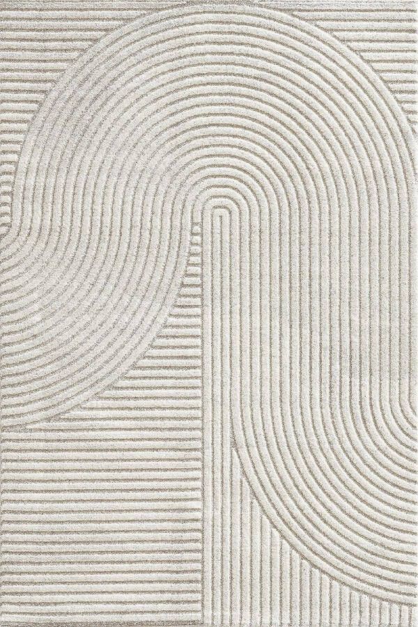 The carpet Everest moderne vloerkleed (tapijt) laagpolig met hoog-diepteeffect 3D-effect hoge vloerdichtheid en aangenaam zacht crème 240x340 cm