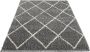 The carpet Vloerkleed Tapijt Woonkammer Bahar Shaggy Hoogpolig (35 mm) Langpolig Woonkamerkleed zonder Franjes Ruitpatroon Grijs 160 cm Rond - Thumbnail 4