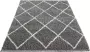 The carpet Vloerkleed Tapijt Woonkammer Bahar Shaggy Hoogpolig (35 mm) Langpolig Woonkamerkleed Ruitpatroon Grijs 80x250 cm - Thumbnail 1
