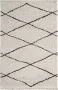 The carpet Vloerkleed Tapijt Woonkammer Bahar Shaggy Hoogpolig (35 mm) Langpolig Woonkamerkleed Ruitjespatroon Crème-Zwart 160x230 cm - Thumbnail 3