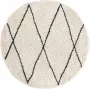The carpet Vloerkleed Tapijt Woonkammer Bahar Shaggy Hoogpolig (35 mm) Langpolig Woonkamertapijt zonder Franjespatroon Crème-Zwart 120 cm Rond - Thumbnail 3