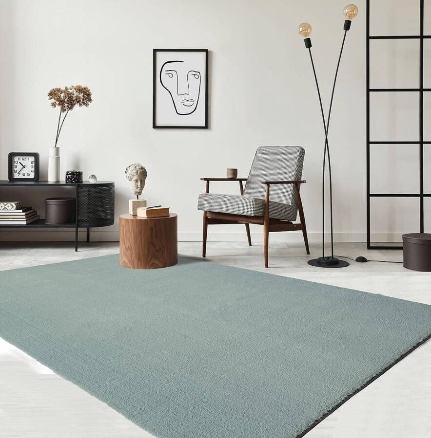 the carpet Vloerkleed voor binnen in Blauw 80x150 cm Rechthoek Hoogpolig Wasbaar Antislip onderkant Modern en zacht RELAX Kleed by