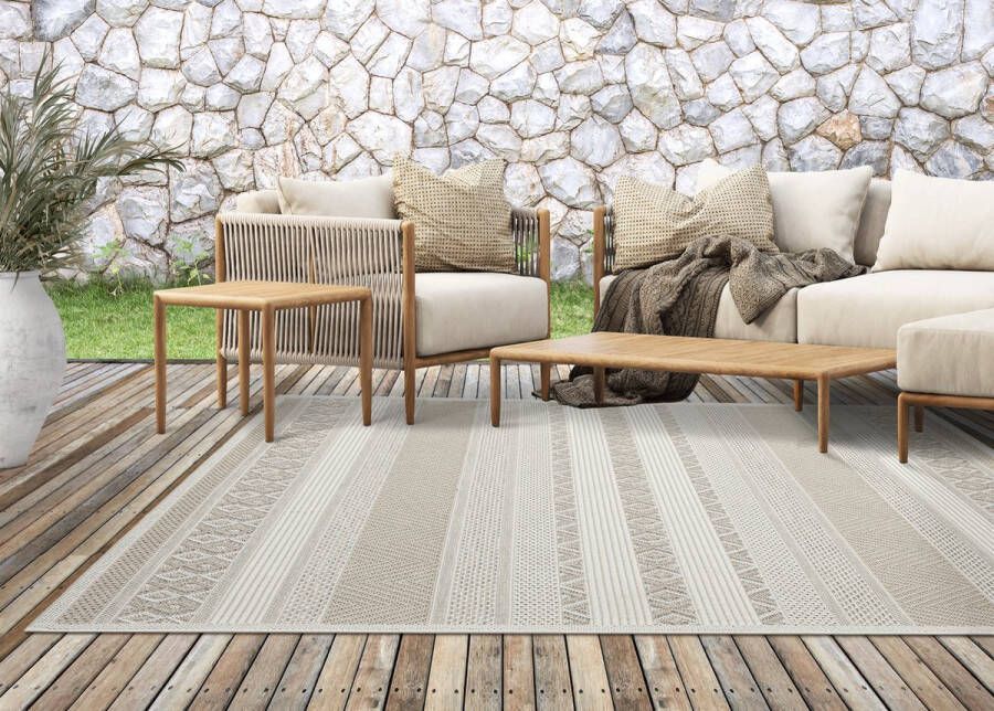 the carpet Vloerkleed voor buiten of voor balkon en terras in beige 200 x 280 cm Tapijt geschikt voor In en Outdoor Rechthoekig Weer- en UV-bestendig Tuintapijt Buitentapijt CALGARY kleed by