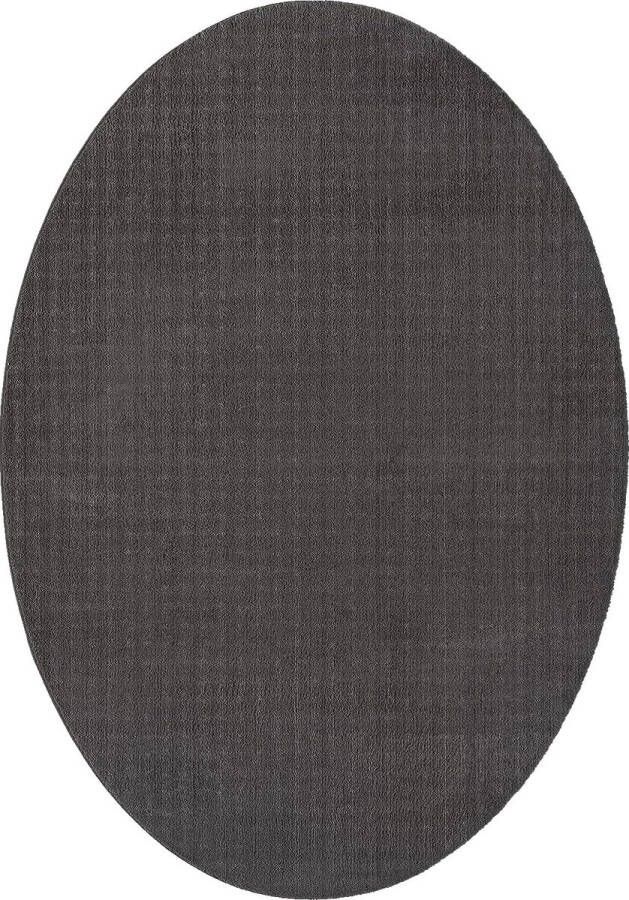 The carpet Vloerkleed voor woonkamer of slaapkamer in anthracite 140x200 cm Modern en zacht kortpolig tapijt Ovaal Antislip onderkant Wasbaar tot 30 Graden Rug for bedroom or living room RELAX kleed by - Foto 2