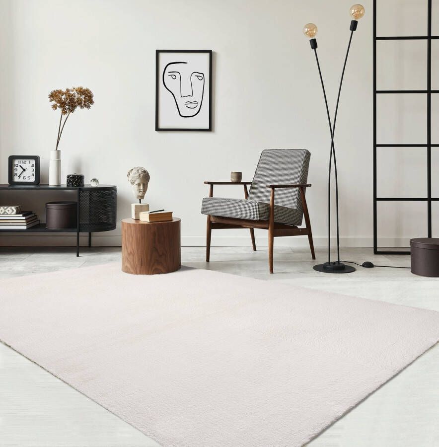 The carpet Vloerkleed voor woonkamer of slaapkamer in creme 160x230 cm Modern en zacht kortpolig tapijt Rechthoekig Antislip onderkant Wasbaar tot 30 Graden Rug for bedroom or living room RELAX kleed by