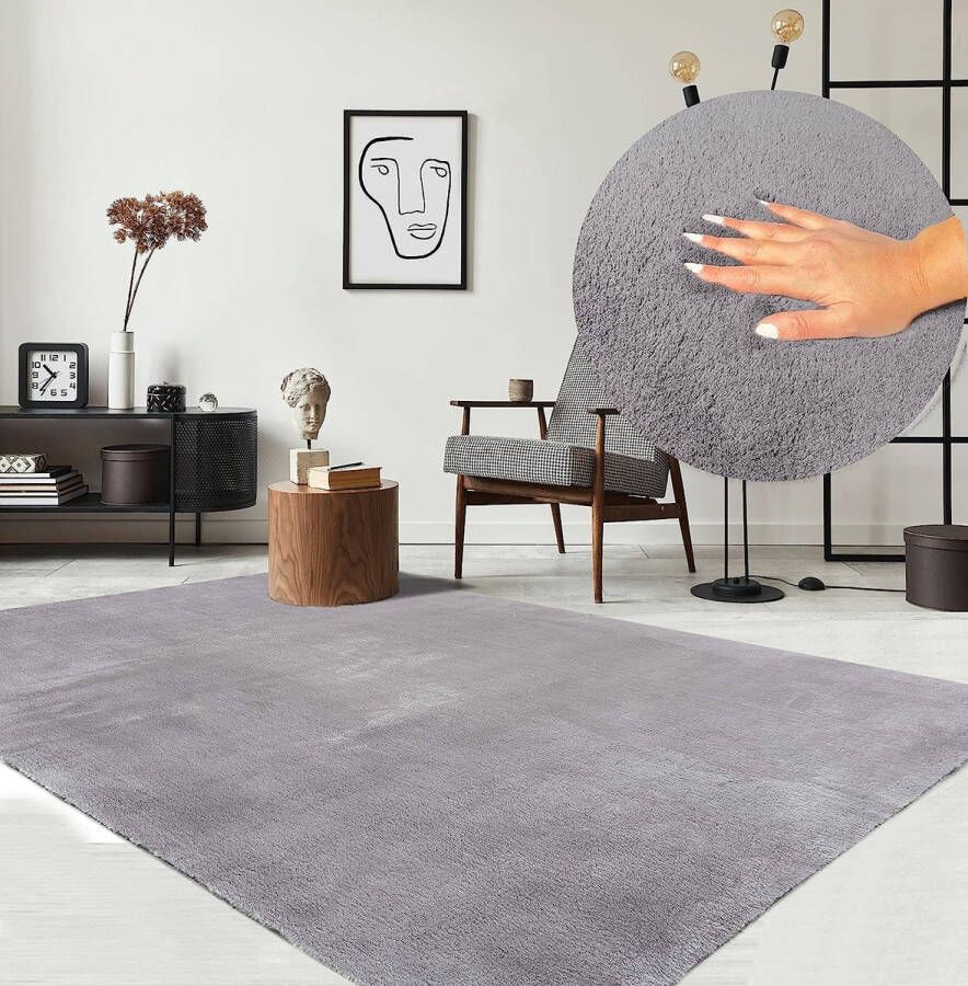 The carpet Vloerkleed voor woonkamer of slaapkamer in grijs 80x300 cm Modern en zacht kortpolig tapijt Rechthoekig Antislip onderkant Wasbaar tot 30 Graden Rug for bedroom or living room RELAX kleed by