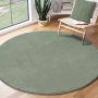 The carpet Vloerkleed voor woonkamer of slaapkamer in groen 120x120 cm Modern en zacht laagpolig tapijt Rond Antislip onderkant Wasbaar tot 30 Graden Rug for bedroom or living room RELAX kleed by - Thumbnail 2