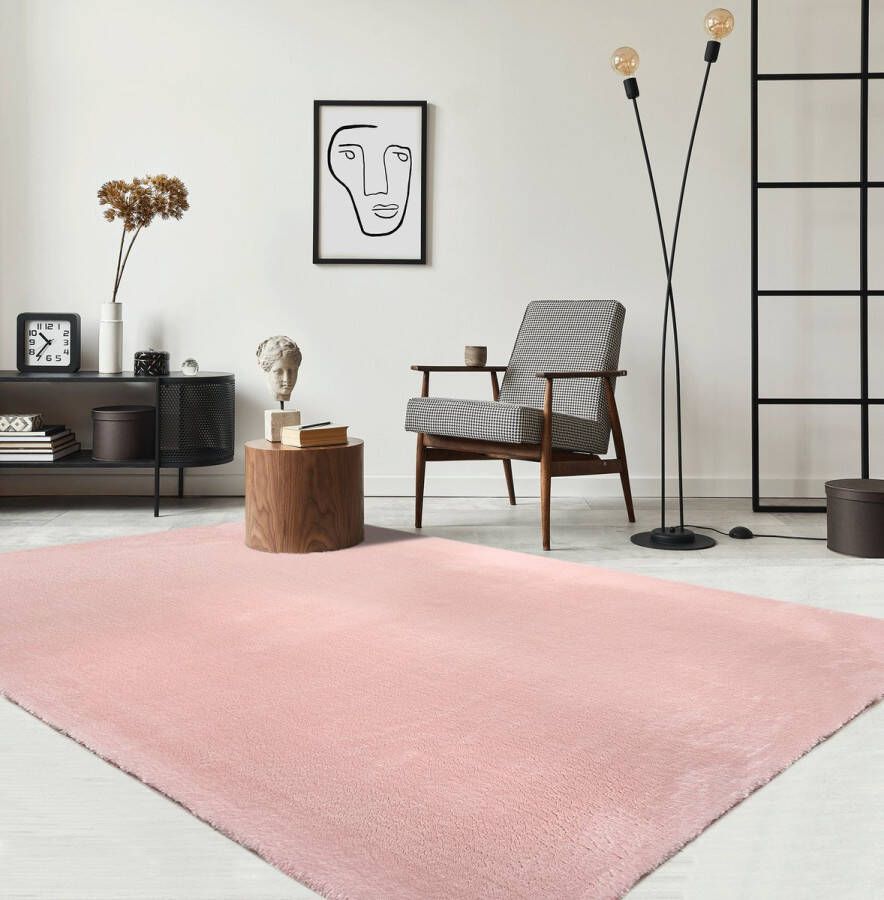 the carpet Vloerkleed voor woonkamer of slaapkamer in roze 60x110 cm Modern en zacht kortpolig tapijt Rechthoekig Antislip onderkant Wasbaar tot 30 Graden Rug for bedroom or living room RELAX kleed by