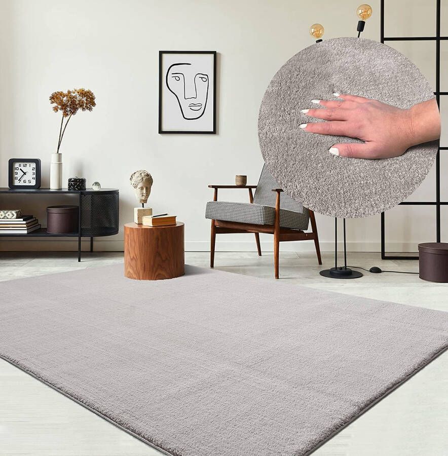 The carpet Vloerkleed voor woonkamer of slaapkamer in zand 160x230 cm Modern en zacht kortpolig tapijt Rechthoekig Antislip onderkant Wasbaar tot 30 Graden Rug for bedroom or living room RELAX kleed by