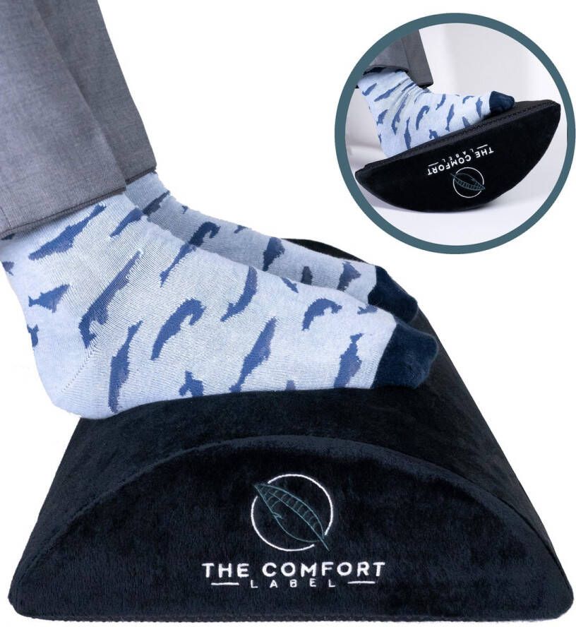 The Comfort Label Voetensteun bureau Ergonomische Voetensteun voor thuiswerken of op kantoor Voetenbankje Actieve zithouding Wasbare Hoes – Anti-Slip Onderkant Zwart