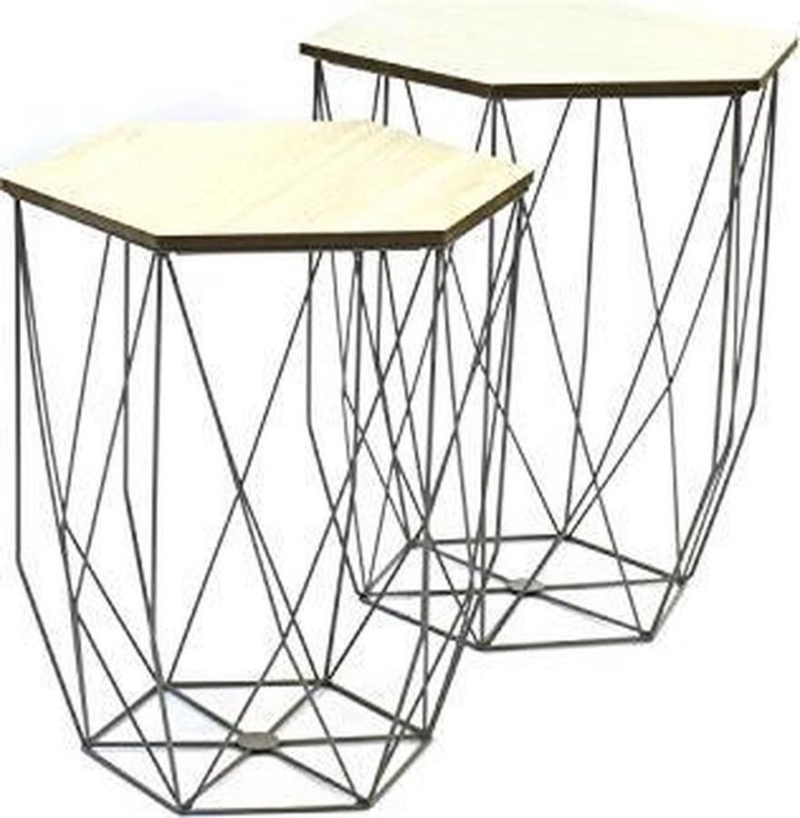 The concept Factory CMP Paris Deco Vintage Bijzet tafels set van 2 Grijs