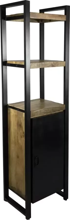 The Copperbarn Boekenkast Industrieel Mangohout met deur 200x55x45cm