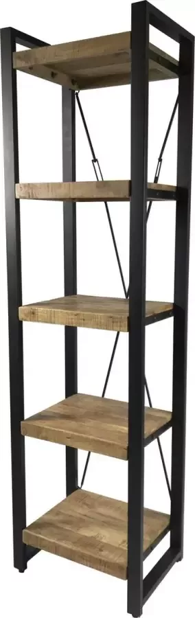The Copperbarn Boekenkast industrieel mangohouten 5 planken Britt