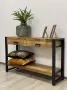 The Copperbarn Britt mangohouten sidetable 120 cm met 2 lades - Thumbnail 2