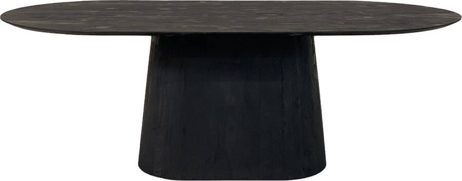 The Copperbarn Deens ovaal eettafel 180cm mangohout kegelpoot Zwart