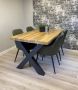 The Copperbarn Eethoek mangohout rechthoek eettafel 200cm met 4 groene stoelen - Thumbnail 1