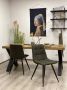 The Copperbarn Eethoek mangohout rechthoek eettafel 200cm met 4 groene stoelen - Thumbnail 2