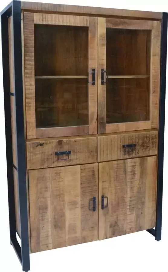 The Copperbarn Industrieel mangohout buffetkast boekenkast britt met glas