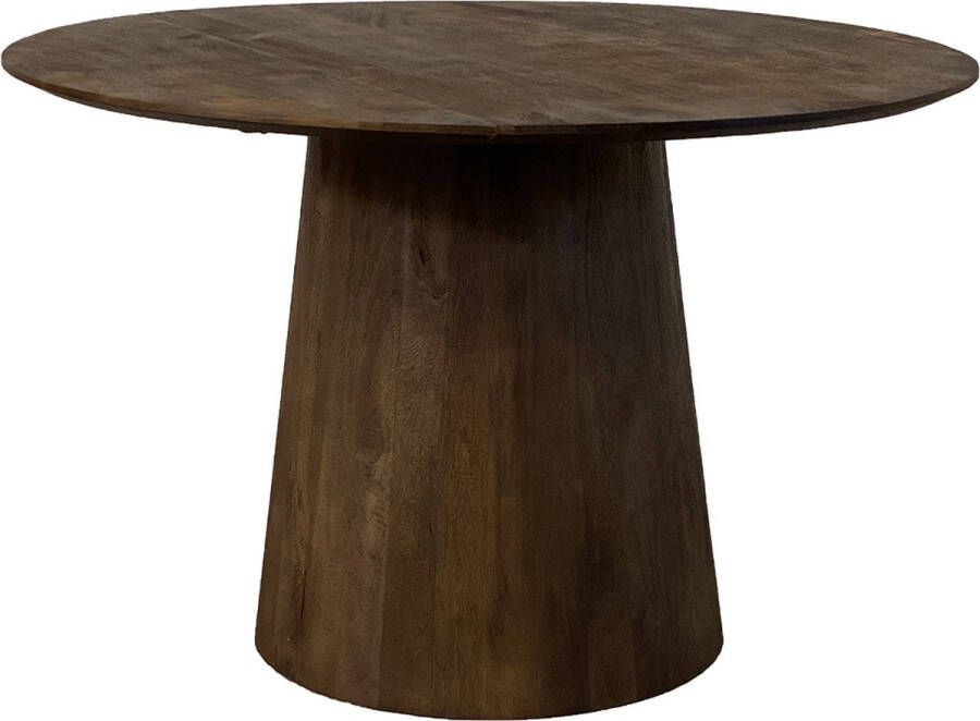 The Copperbarn Ronde eettafel 130cm mangohout kegelpoot Walnoot