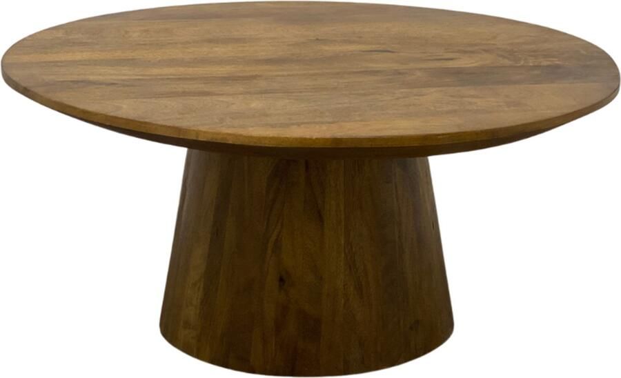The Copperbarn Ronde salontafel 80 cm Walnoot mangohout kegelpoot (80x80x38cm)