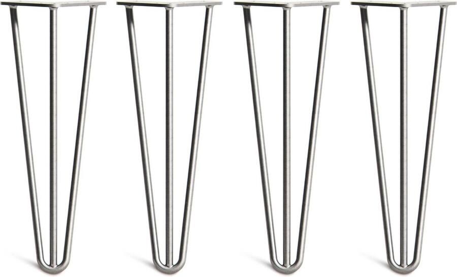 The Hairpin Leg Co. Hairpin Legs Salontafel 35cm 10mm Salontafel Poten 3 Staven Onbewerkt Staal