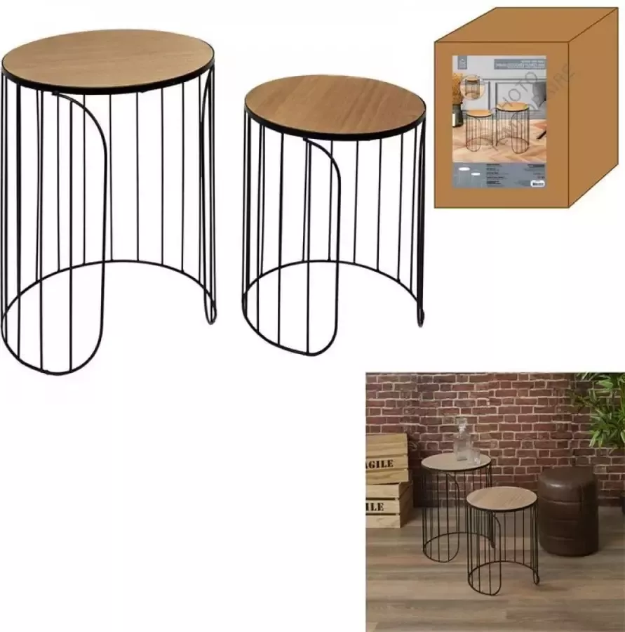 The Home Deco Factory Home Deco Factory Tafels-Bijzettafels -Bedrade Tafels Ana Zwart -Set van 2