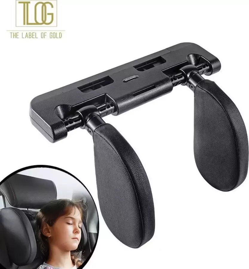The Label of Gold Hoofdsteun Hoofdkussen Auto Nekkussen Autostoel Hoofdsteun Kussen 'Zwart' Reiskussen Neksteun Verstelbaar Veiligheid en Bescherming Voor Kinderen en Volwassenen TLOG - Foto 2