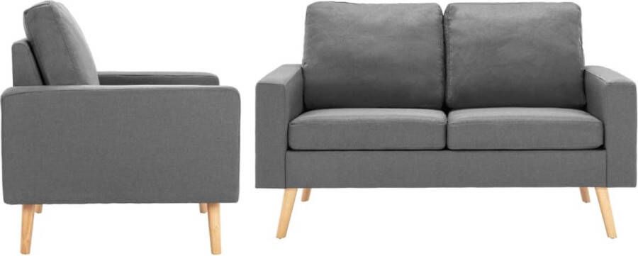 The Living Store Bankenset Stof Lichtgrijs 77x71x80cm Zacht aanvoelende stof Dik gevoerde kussens Bankstellen Sofa Lounge Meubels Stoffen Sofa Grijze Sofa - Foto 2