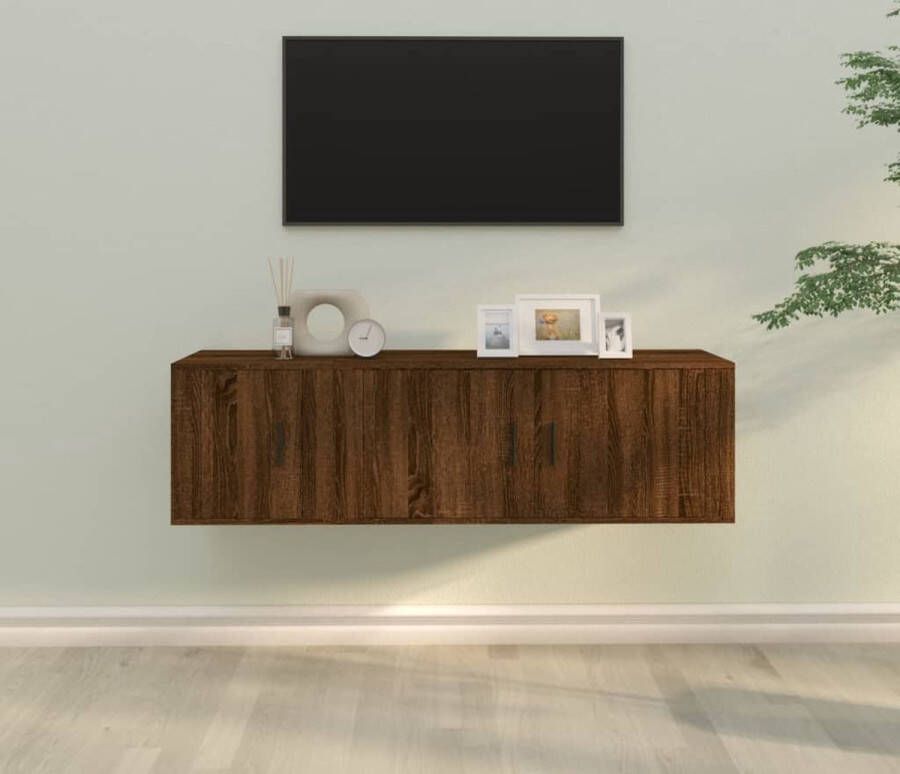 The Living Store 2-delige Tv-meubelset bewerkt hout bruineikenkleurig Kast - Foto 2