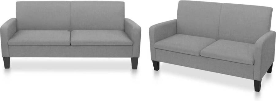 VidaXL Bankstel 2-delig Lichtgrijs Stof Comfortabel Bank Bankstel Grijs Twee Persoons Bank Drie Persoons Bank Stoffen Bank Lounge Meubels Living Room Furniture Interieur Decoratie Modern Bank Scandinavische Bank - Foto 2