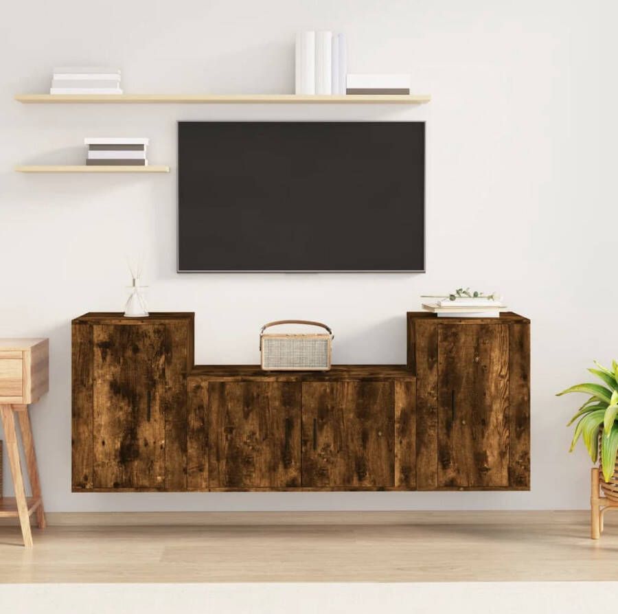 The Living Store TV-meubelset Modern Gerookt Eiken 1x 80 x 34.5 x 40 cm 2x 40 x 34.5 x 60 cm - Foto 2