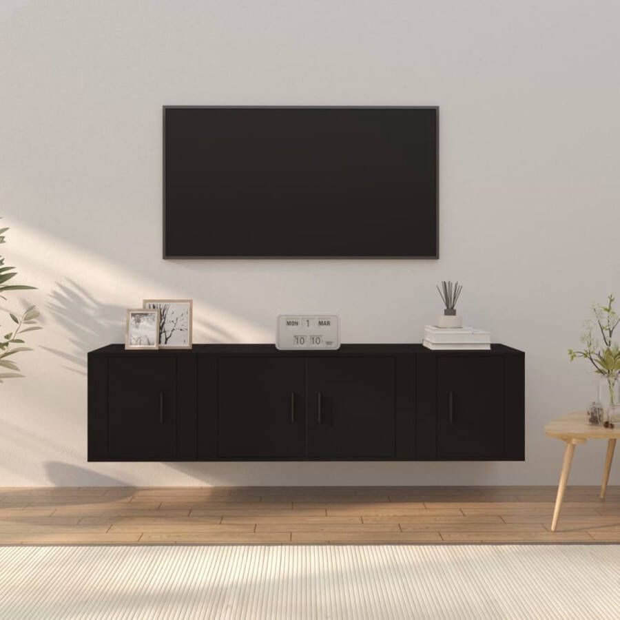 The Living Store Tv-meubelset Zwart 80x34.5x40 cm Klassieke ontwerp Praktisch design - Foto 2