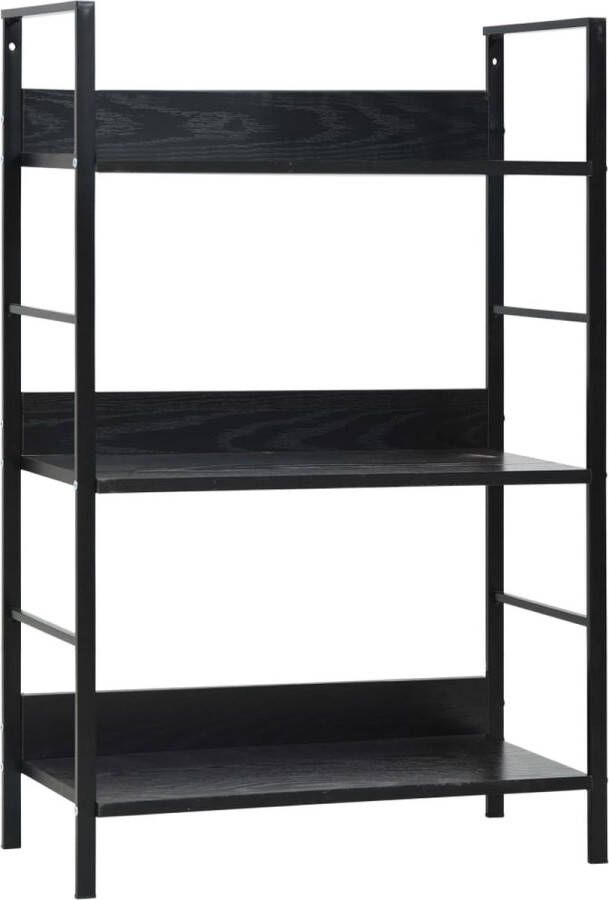 The Living Store Boekenkast met 3 schappen 60x27 6x90 5 cm bewerkt hout zwart Boekenkast Houten Boekenkast Zwarte Boekenkast Industrieel Boekenkast Boekenplank - Foto 2